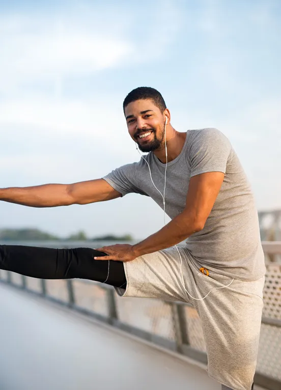 man stretching