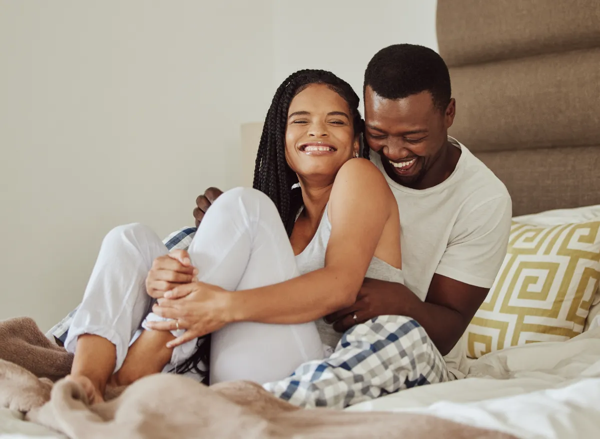 love black couple on bed and play together for bo utc